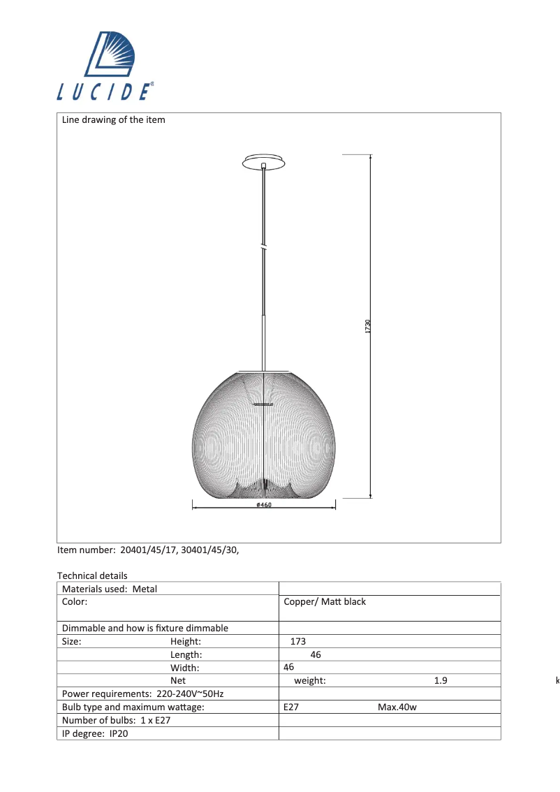 Image de la première page du manuel de l'appareil Wirio 20401/45/30
