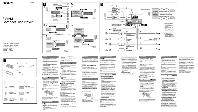 Page 1 de la notice Guide d'installation Sony CDX-GT43IPW