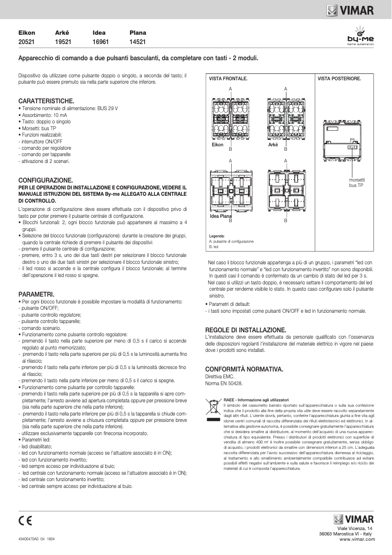 Page n°1 - Manuel utilisateur Vimar R16961.B