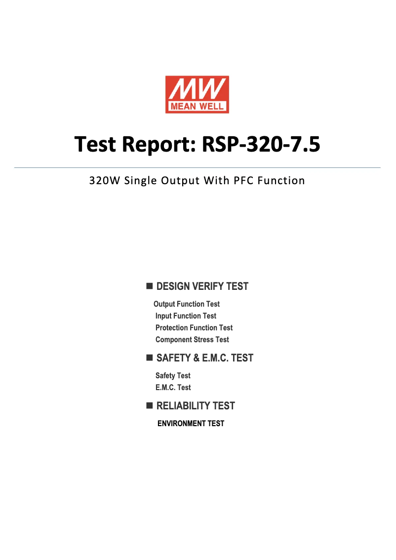 Image de la première page du manuel de l'appareil RSP-320-7.5