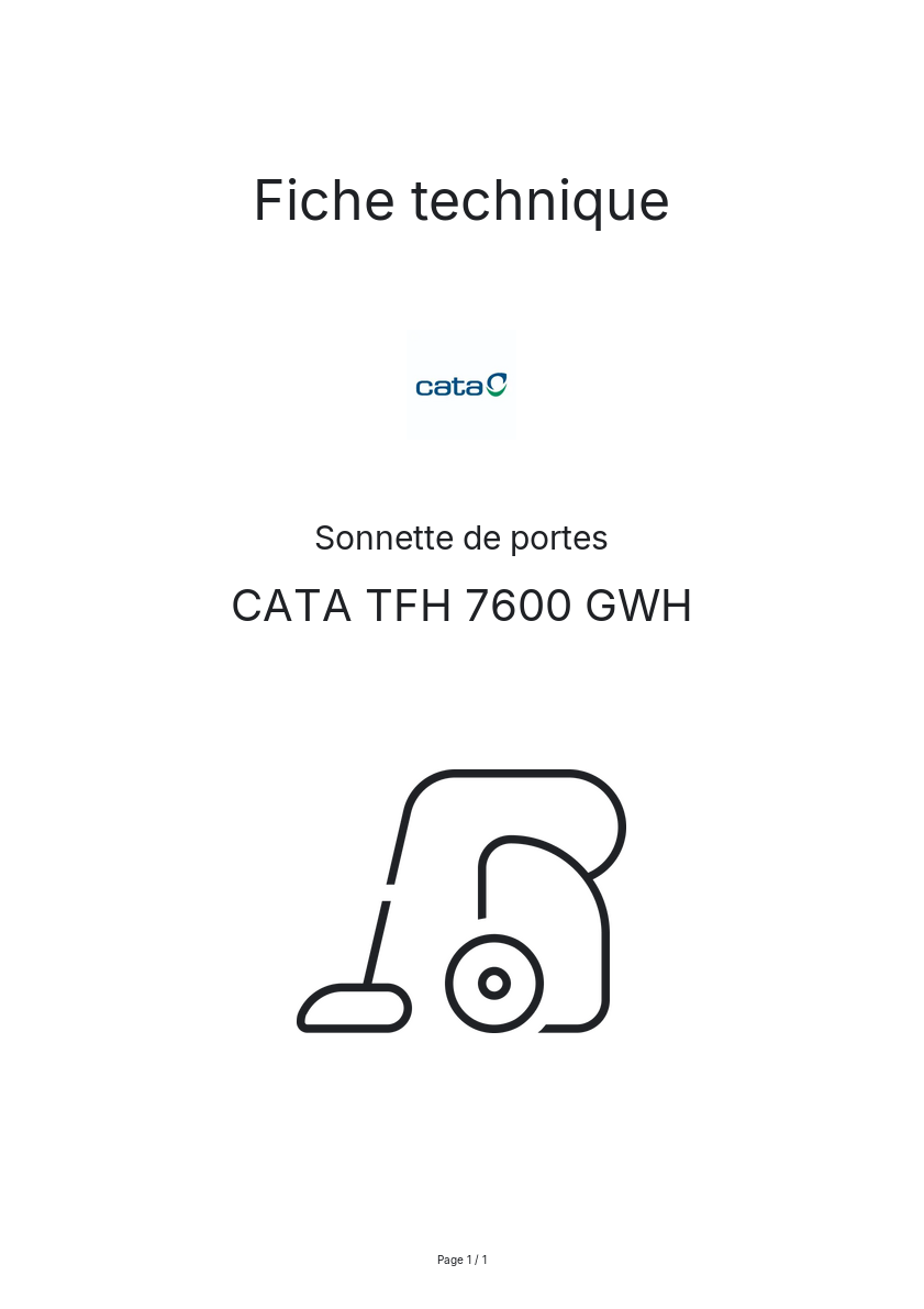 Image de la première page du manuel de l'appareil TFH 7600 GWH