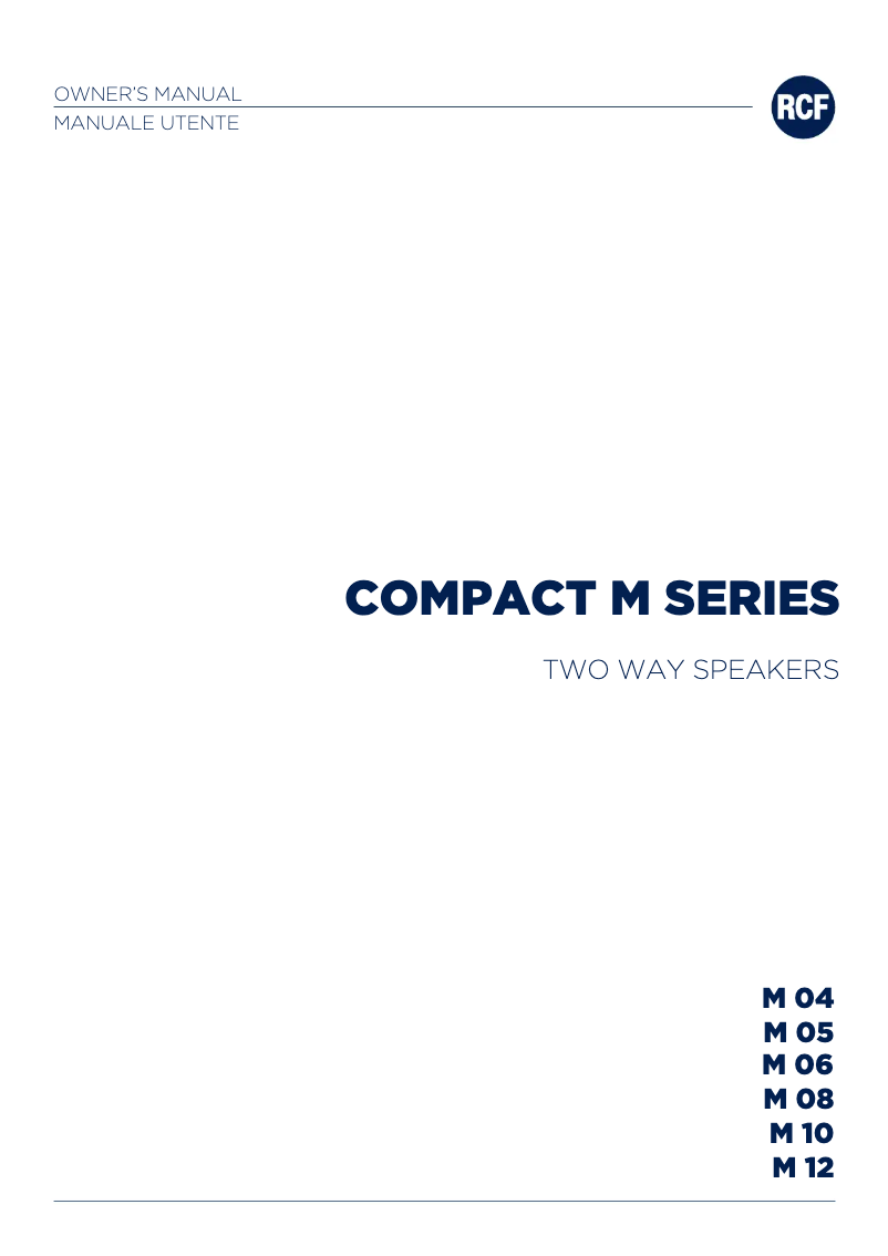 Page 1 de la notice Manuel utilisateur RCF Compact M 04