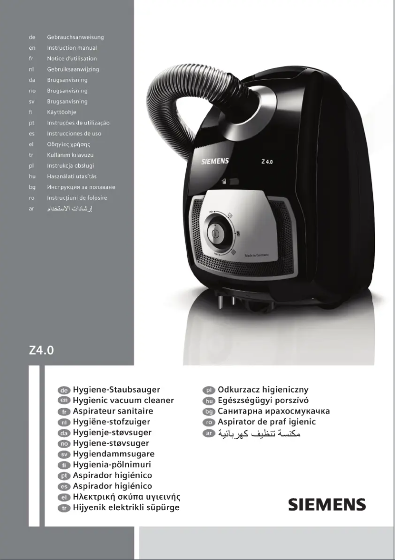 Page n°1 - Manuel utilisateur Siemens VSZ4G332CH