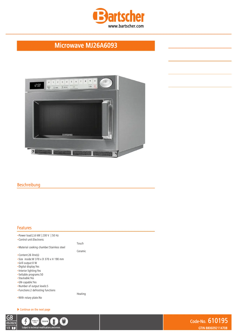 Imagen de la primera página del manual del dispositivo MJ26A6093