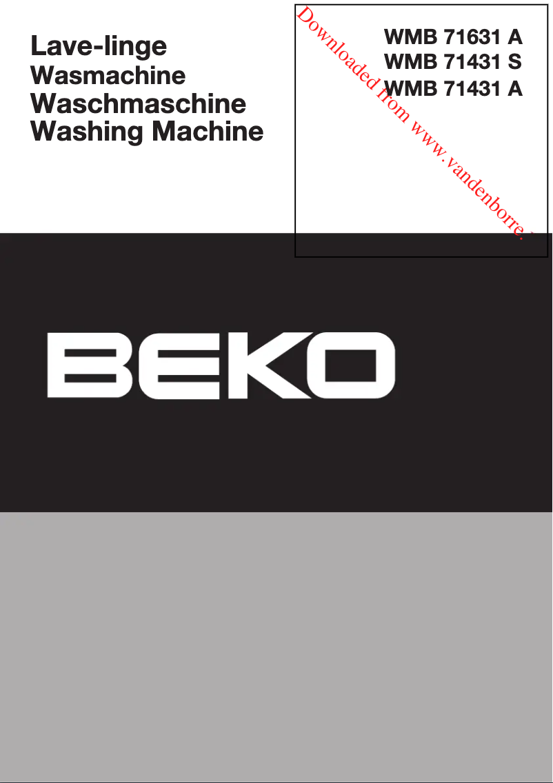 Page 1 de la notice Manuel utilisateur Beko WMB 71431 A