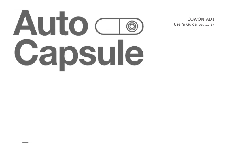 Image de la première page du manuel de l'appareil AD1 Auto Capsule