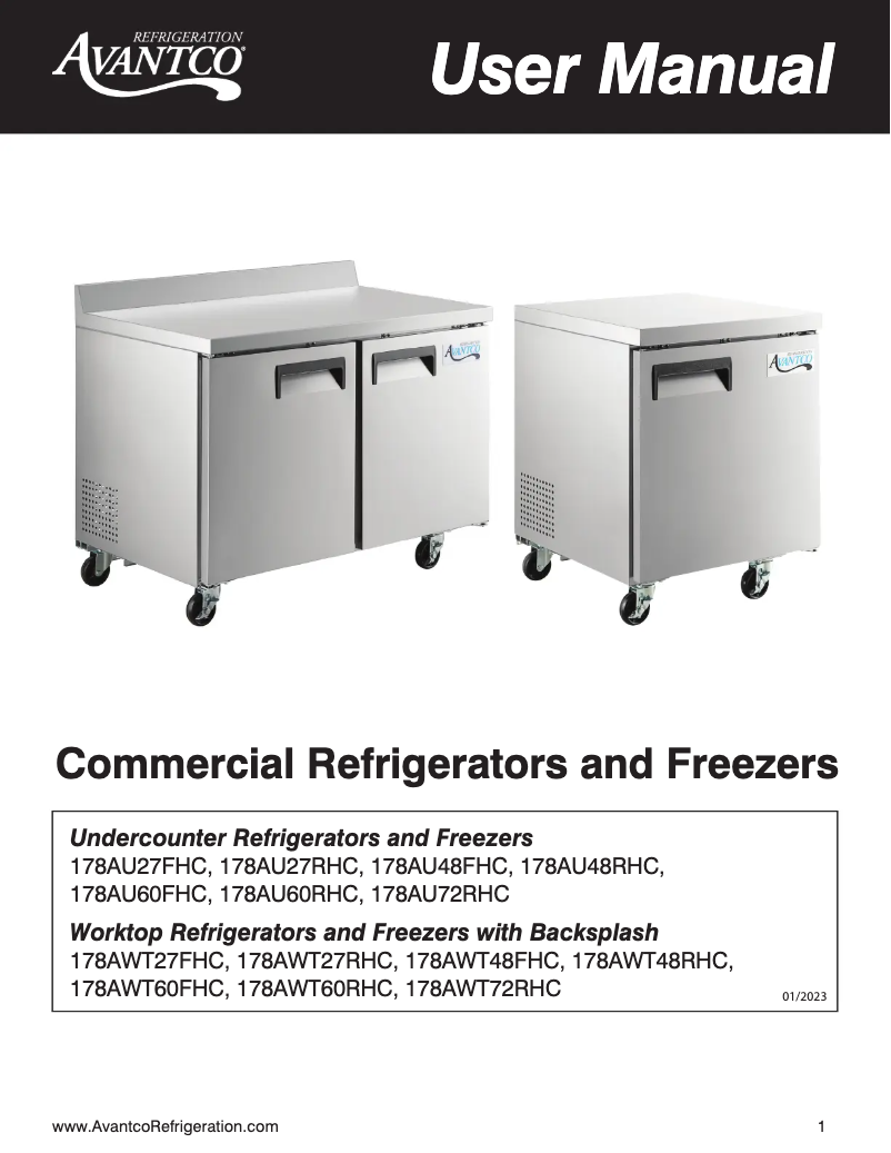 Página 1 del manual Manual de usuario Avantco AU-48R-HC