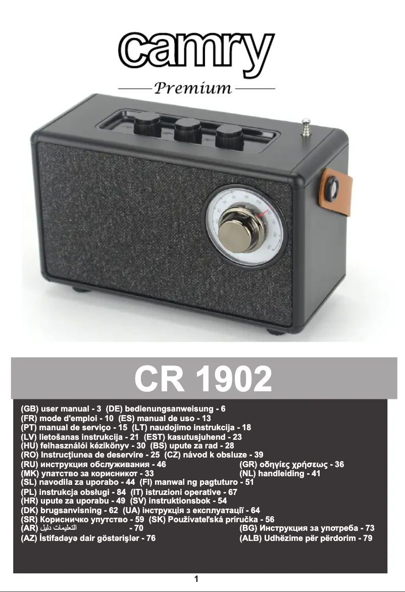 Image de la première page du manuel de l'appareil CR 1902