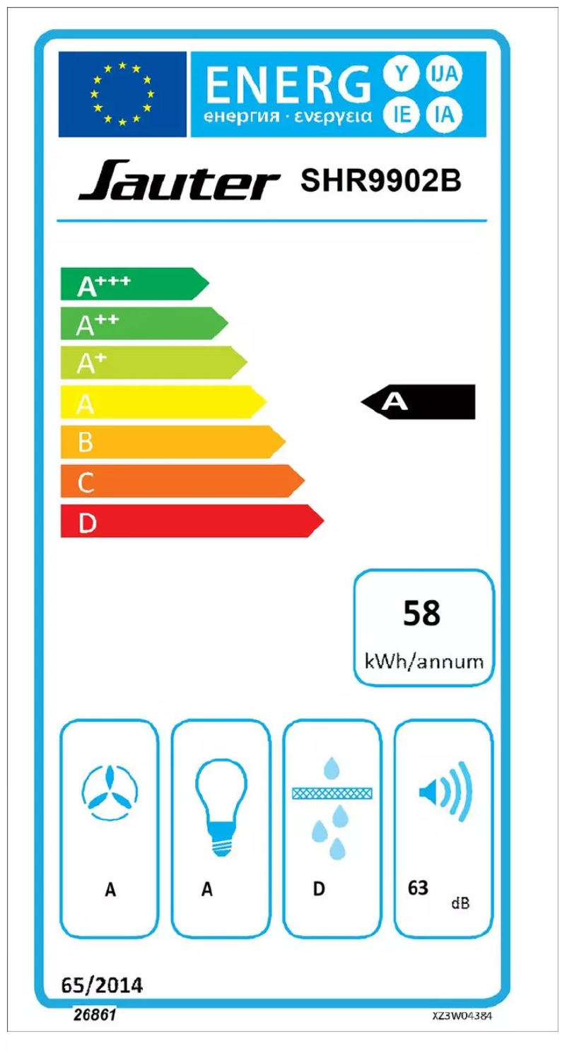 Page 1 de la notice Label énergétique Sauter SHR9902B