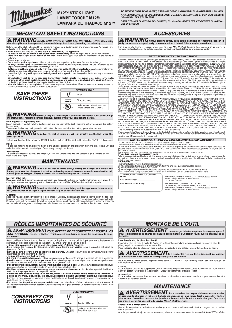 Page n°1 - Manuel utilisateur Milwaukee 2351-20