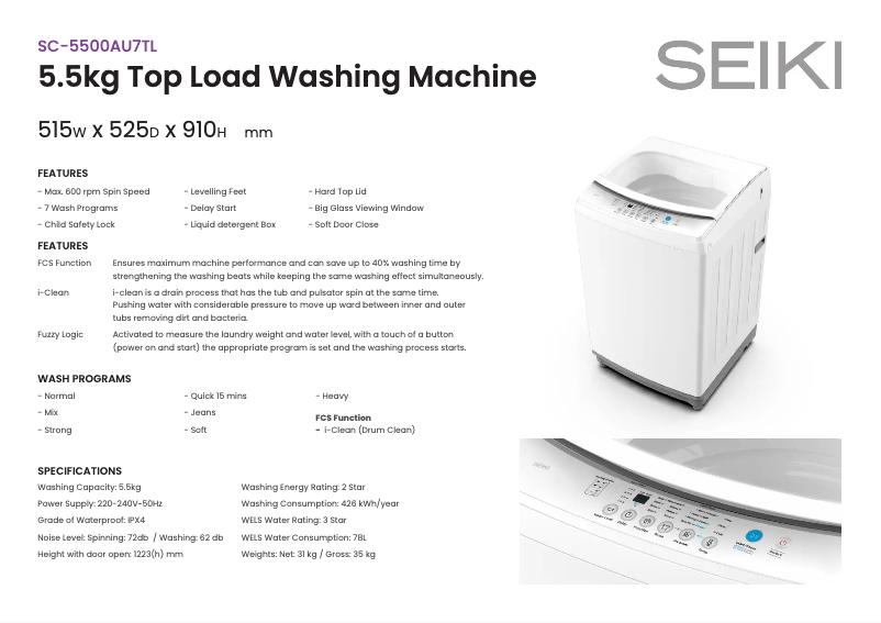 Image de la première page du manuel de l'appareil SC-5500AU7TL