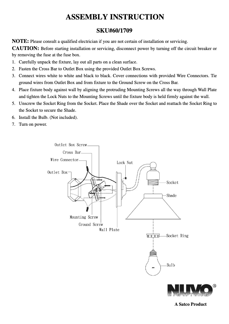 Page n°1 - Manuel utilisateur NUVO Bridgeview 60/1709