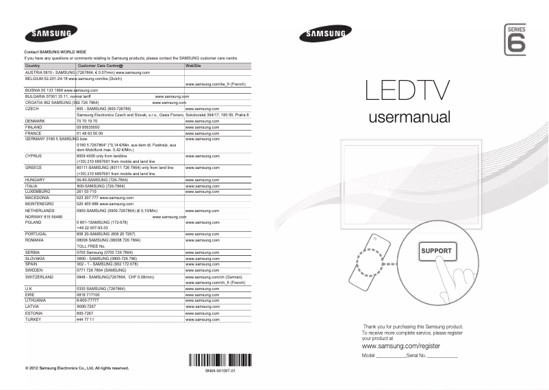Page n°1 - Manuel utilisateur Samsung UE46ES6530