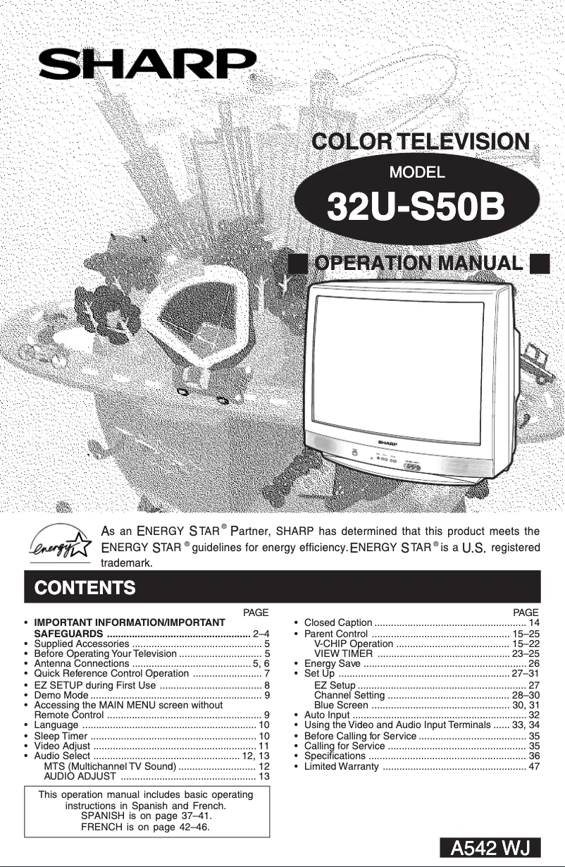 Page n°1 - Manuel utilisateur Sharp 32US50