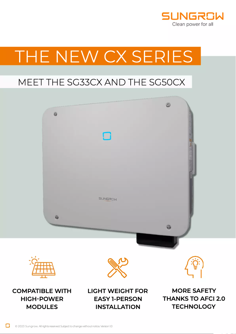 Page n°1 - Guide d'installation Sungrow SG33CX