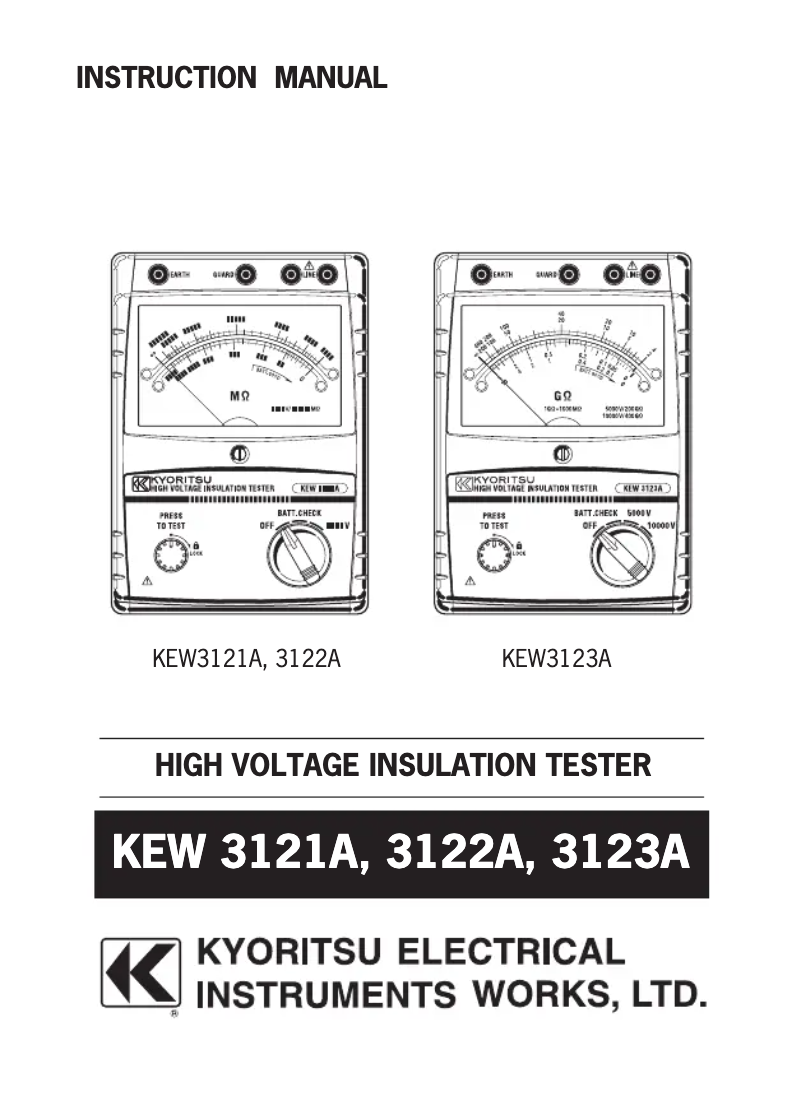 Page 1 de la notice Manuel utilisateur Kyoritsu KEW3123A