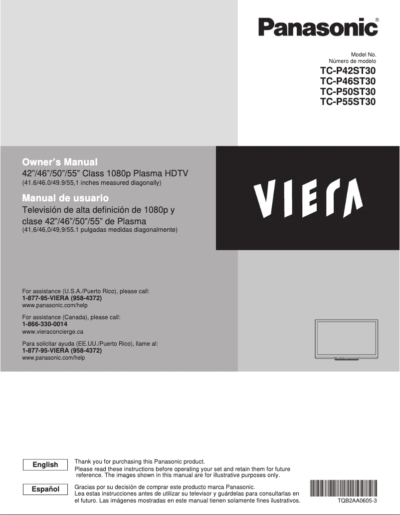 Página 1 del manual Manual de usuario Panasonic Viera TC-P55ST30