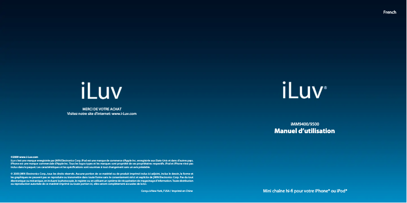 Page n°1 - Manuel utilisateur iLuv IMM9500
