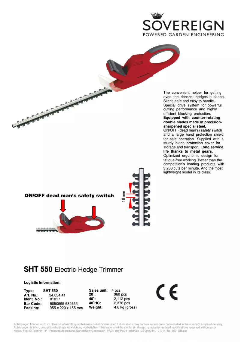 Image de la première page du manuel de l'appareil SHT 550