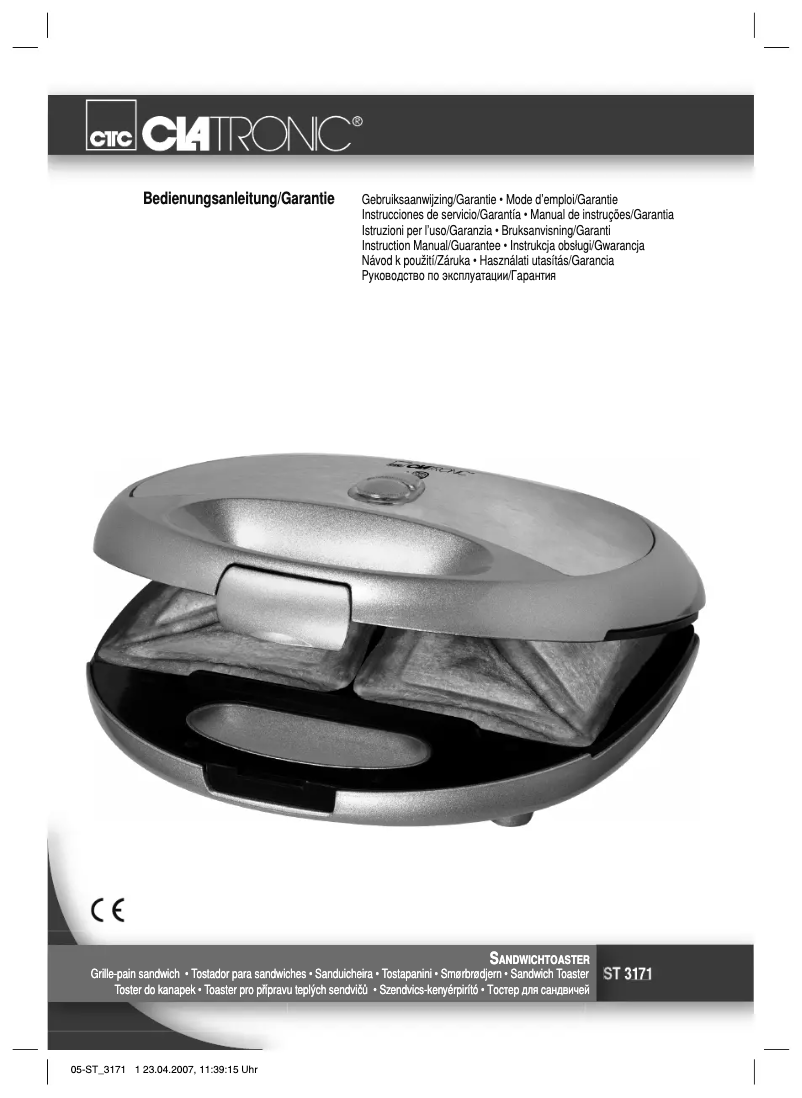 Page 1 de la notice Manuel utilisateur Clatronic ST 3171