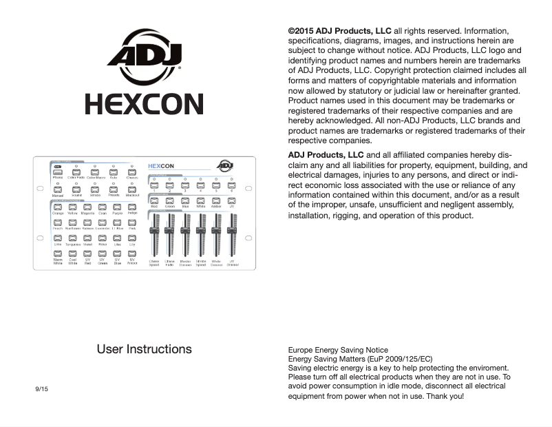 Page n°1 - Manuel utilisateur American DJ Hexcon