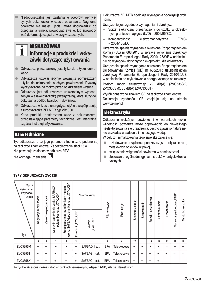 Page n°1 - Mode d'emploi Zelmer Voyager Twix ZVC335ST