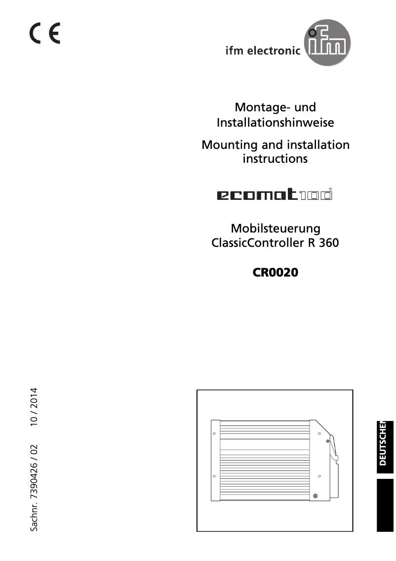 Page 1 de la notice Manuel utilisateur IFM CR0020