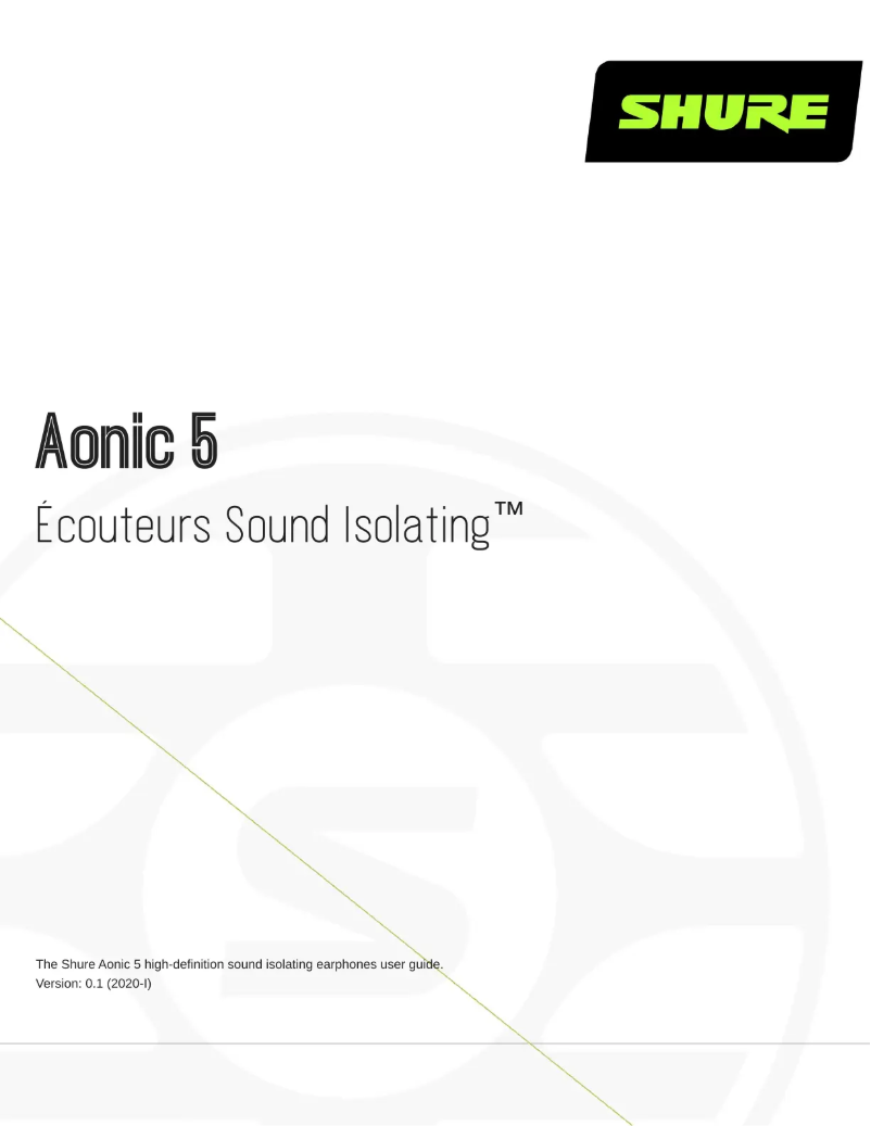 Image de la première page du manuel de l'appareil AONIC 5