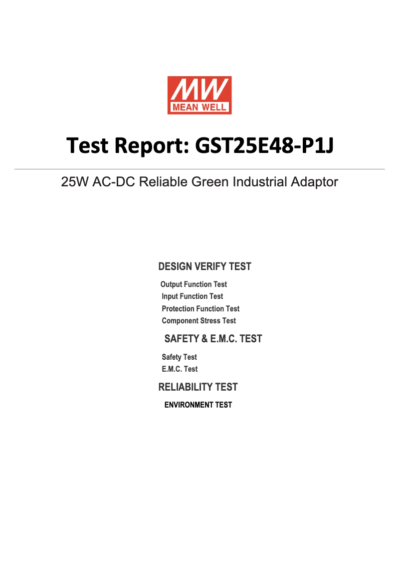 Page 1 de la notice Fiche technique Mean Well GST25E48-P1J