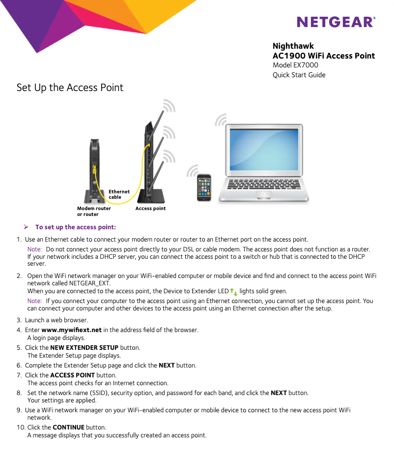 Page n°1 - Guide d'installation Netgear Nighthawk EX7000