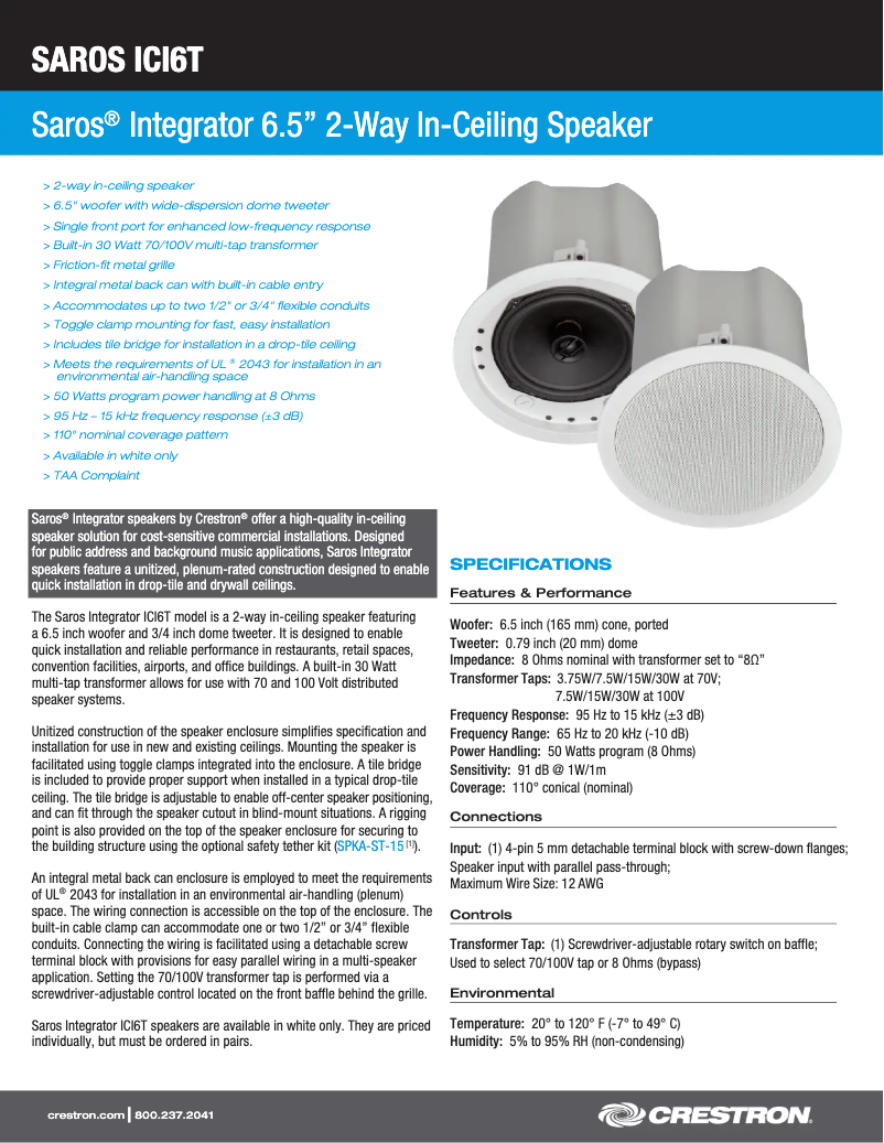 Image de la première page du manuel de l'appareil SAROS ICI6T-W-T-EACH