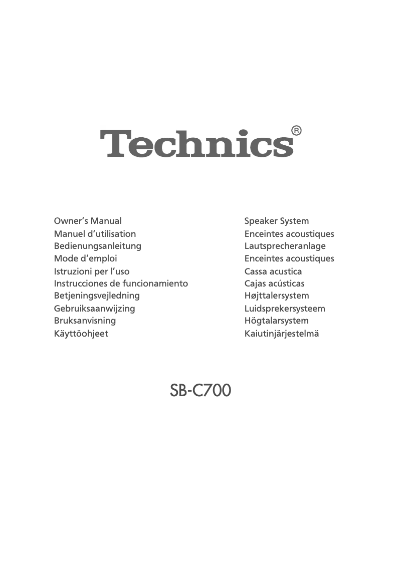 Page n°1 - Manuel utilisateur Technics SB-C700E