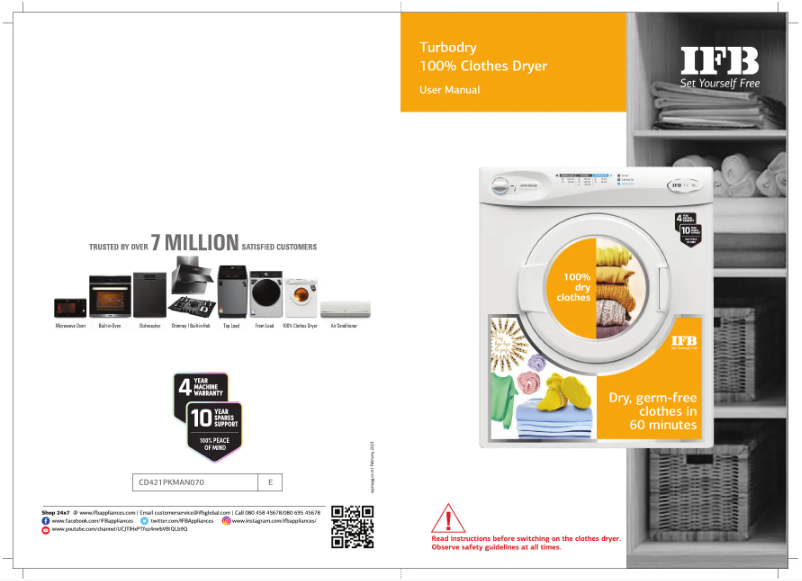 Page 1 de la notice Manuel utilisateur IFB TurboDry 550