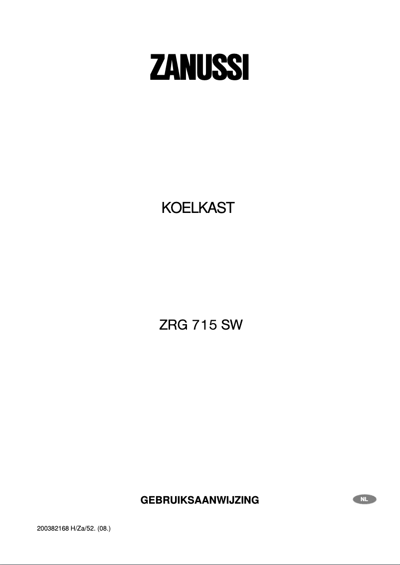 Page 1 de la notice Manuel utilisateur Zanussi ZRG715SW