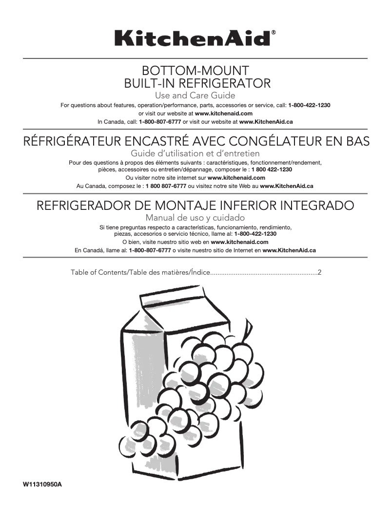 Page 1 de la notice Manuel utilisateur KitchenAid KBFN502EBS