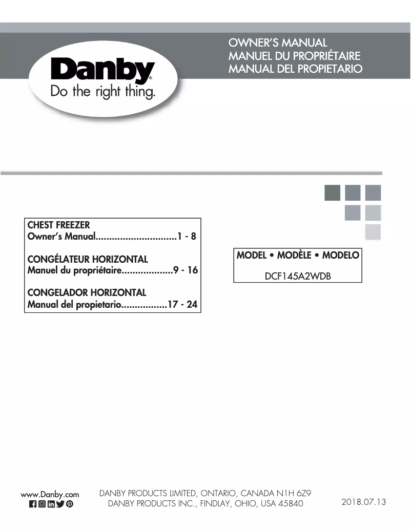Page n°1 - Manuel utilisateur Danby DCF145A2WDB