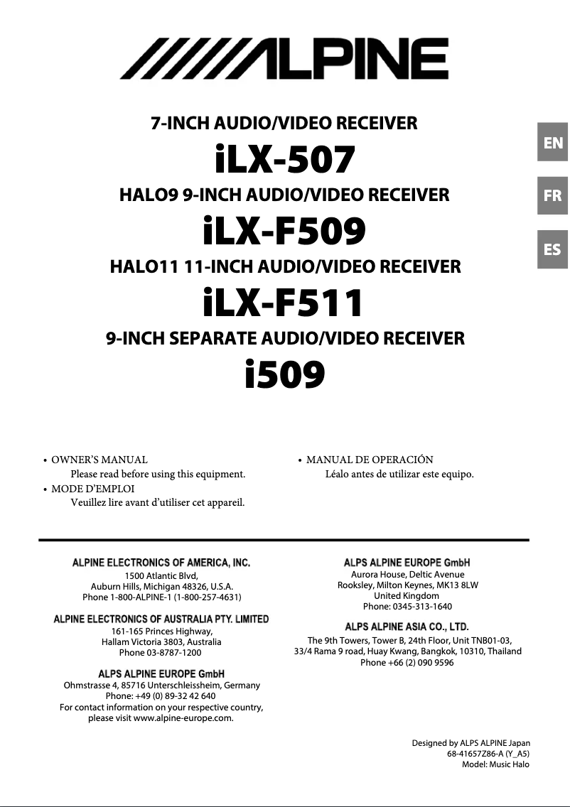Page 1 de la notice Manuel utilisateur Alpine Halo11 iLX-F511