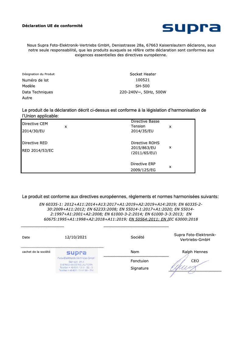 Image de la première page du manuel de l'appareil SH-500