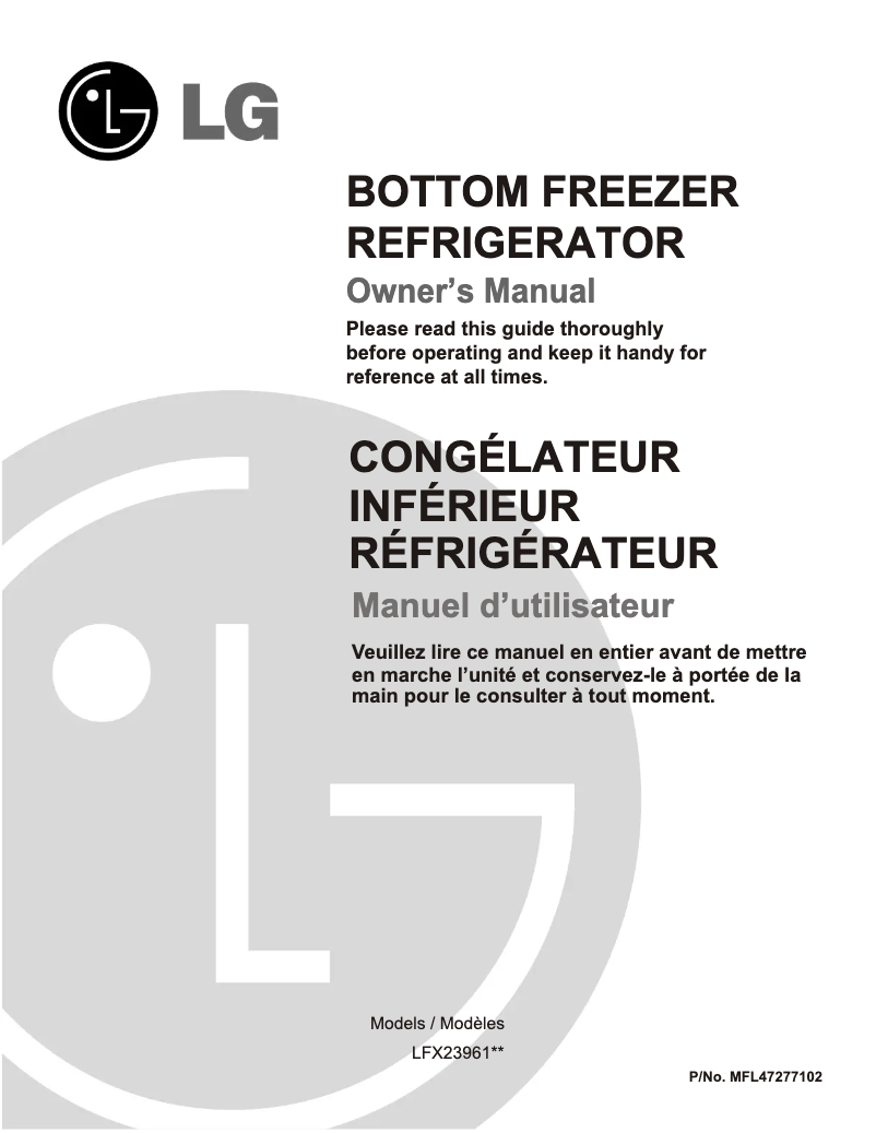 Página 1 del manual Manual de usuario LG LFX23961SW