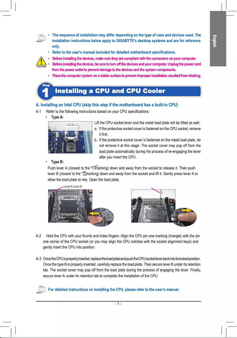 Page 1 de la notice Guide d'installation Gigabyte GA-6VXE7+