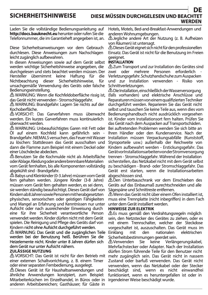 Page 1 de la notice Instructions de sécurité Bauknecht CTAR 8743/2 IN