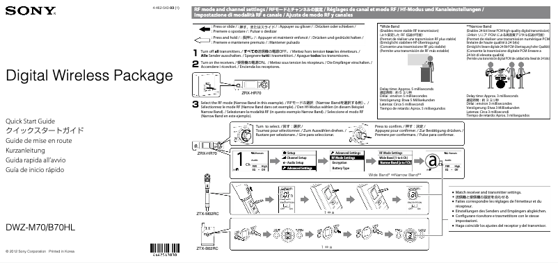 Page 1 de la notice Guide de démarrage rapide Sony DWZ-B70HL