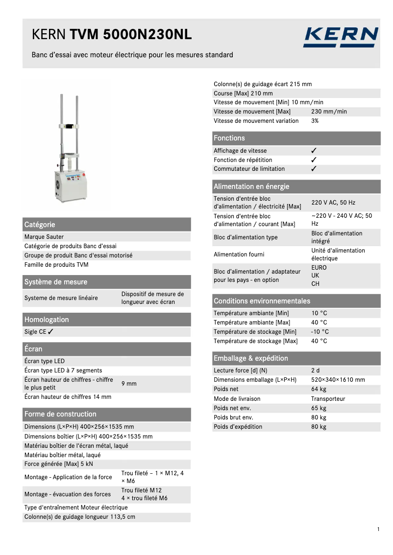 Página 1 del manual Ficha técnica Sauter TVM 5000N230NL