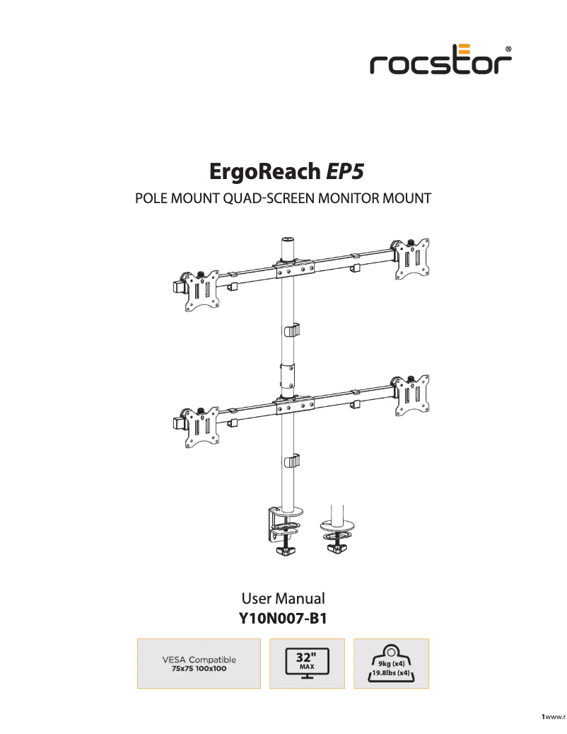 Página 1 del manual Manual de usuario Rocstor ErgoReach EP5