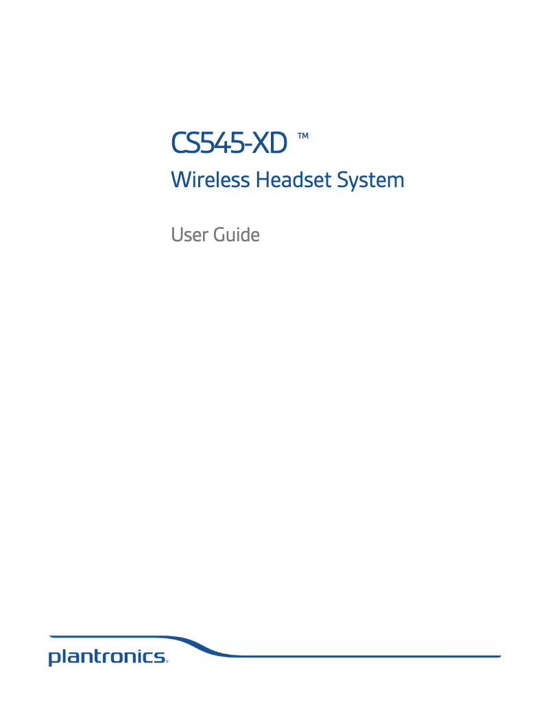 Page 1 de la notice Manuel utilisateur Plantronics CS545-XD