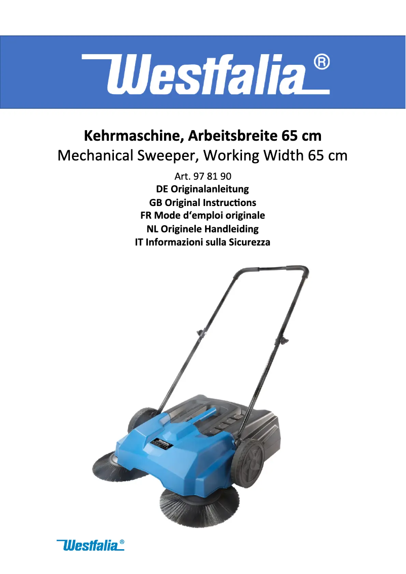 Page 1 de la notice Manuel utilisateur Westfalia WKM 650