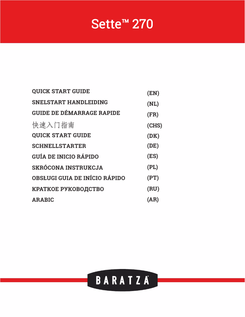 Page n°1 - Guide de démarrage rapide Baratza Sette 270