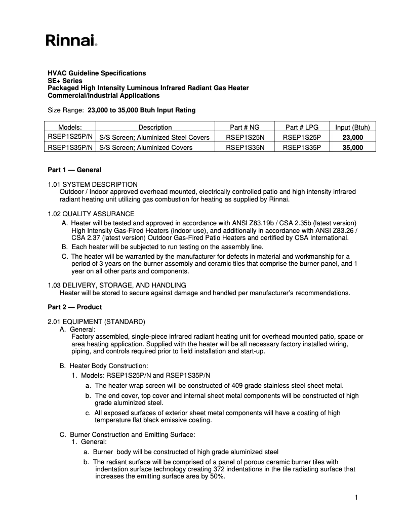 Image de la première page du manuel de l'appareil RSEP1S35N