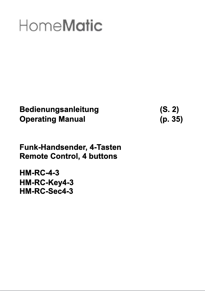 Image de la première page du manuel de l'appareil HM-RC-4-3