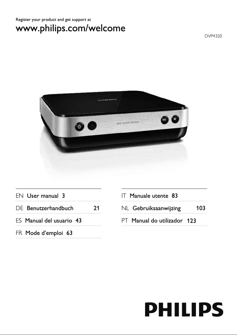 Image de la première page du manuel de l'appareil DVP4320WH